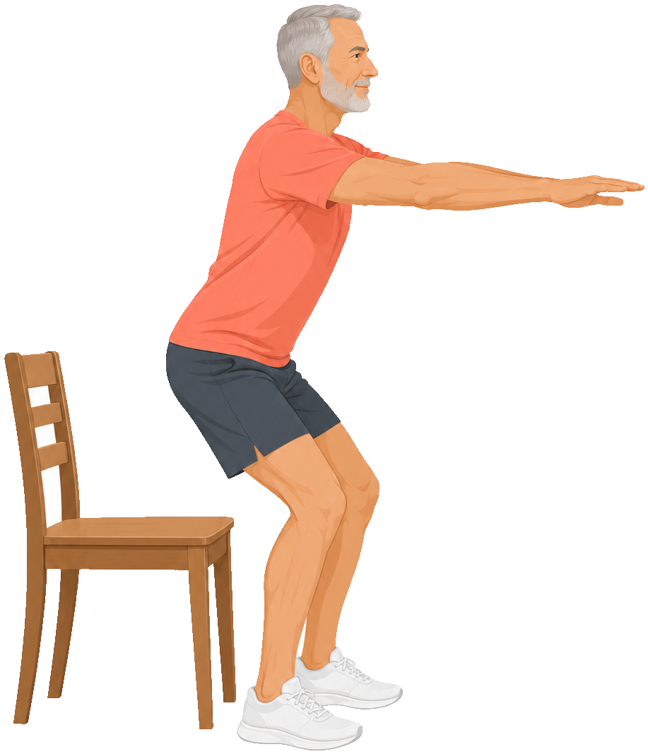 Exercice : flexion en appui devant une chaise.